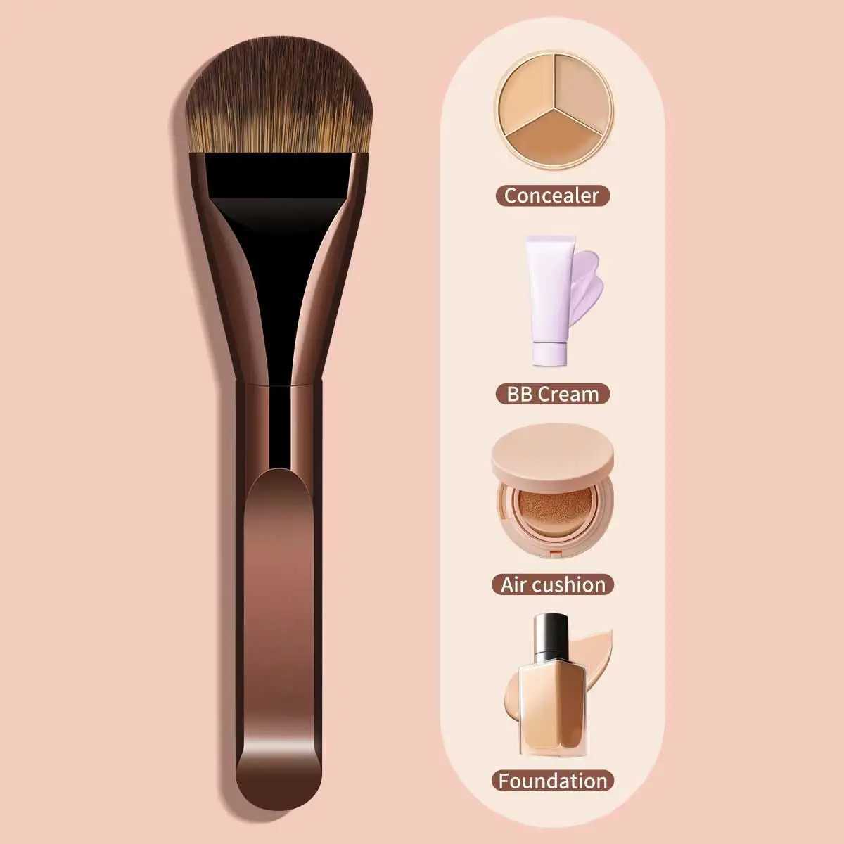 2pcs Skin Friendly Comfortable Synthetic Hairs Makeup Brush Ultra-Soft Durable Foundation Brush Concealer Brush Contour Brush No C251122