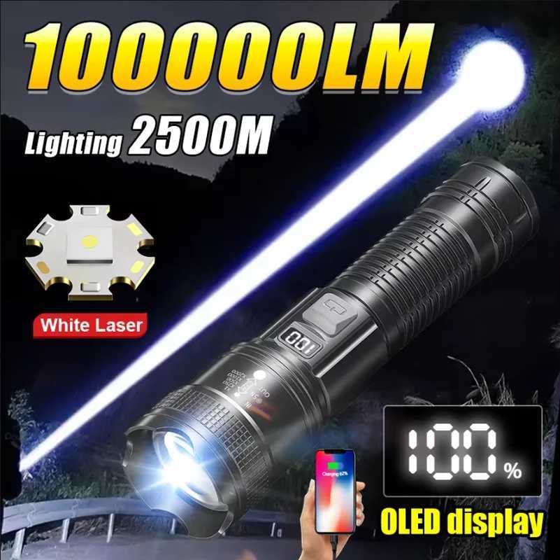 Powerful Rechargeable LED Flashlights High Power Tactical Flashlight Telescopic Zoom Torch Lamp Self Defense Camping Lantern C251122