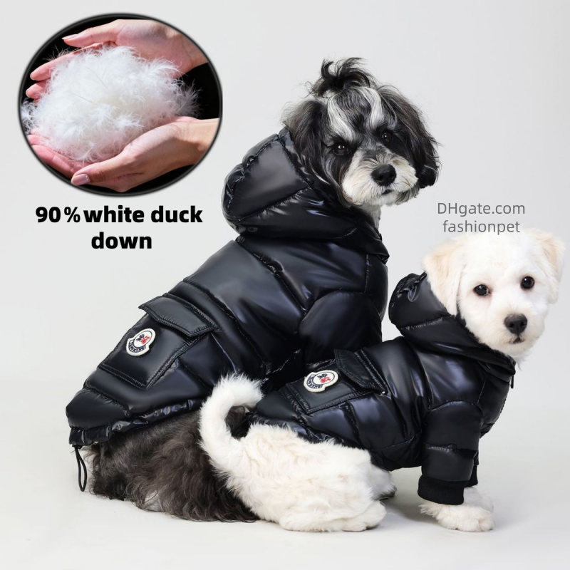 Shiny Puffer Dog Jacket with Hood for Maltese, Poodle & Small Medium Breeds, Warm Down Pet Coat, Stylish Zipper Dog Puffer Jacket, Cozy Cold-Proof Dog
