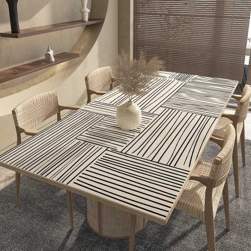2022 New Wabi Sabi Pu Leather Table Cloth Waterproof Oilproof Table Covers Placemats Luxury Rectangular Table Cover Pad Textile C251122