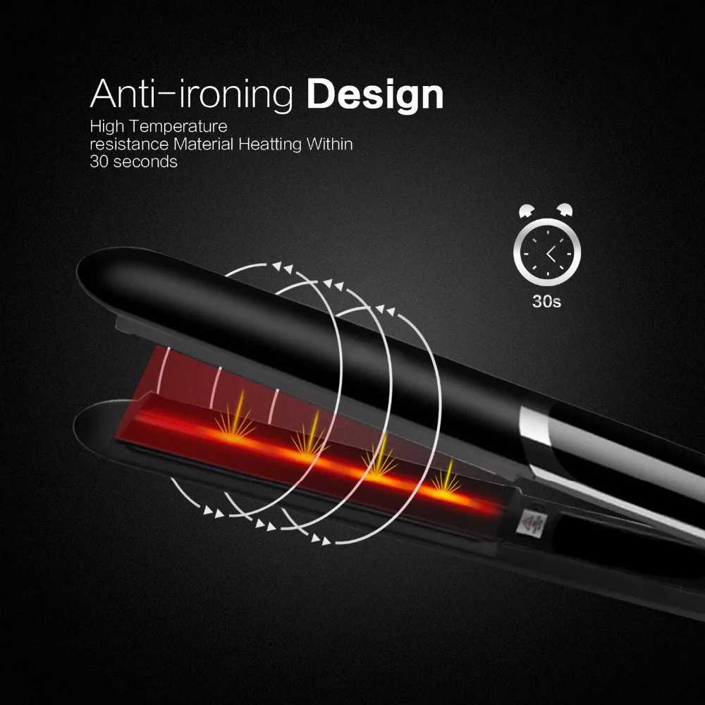 2-in-1 Salon Grade Ceramic Plate Hair Straightener with LCD Display Tourmaline and Infrared Electric for Household Hotel UseT251122