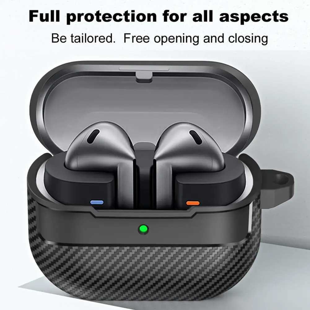 For Galaxy Buds 3 Pro Earphone Case With Climbing Buckle Cover Shockproof Dustproof TPU Carbon Fiber Texture Shell W251122