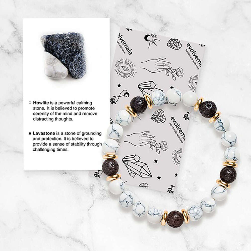 New men's and women's universal white turquoise volcanic stone chain bracelet Bracelet men