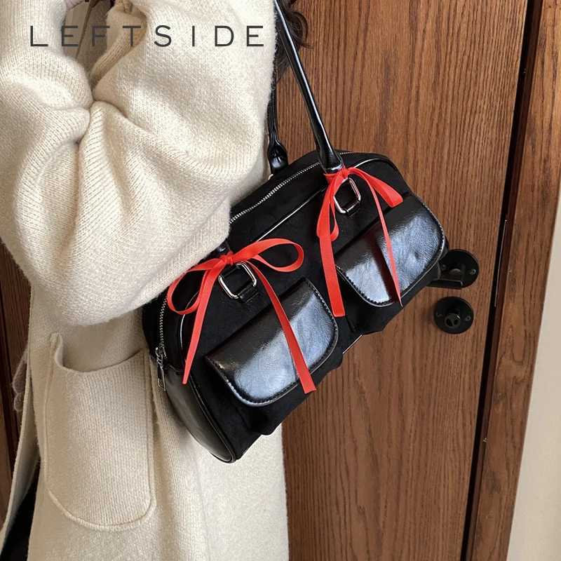 LEFTSIDE Small PU Leather Double Pocket Design Womens Shoulder Bag 2023 Womens Underwear Bag Womens Handbag and Wallet Z250421-1