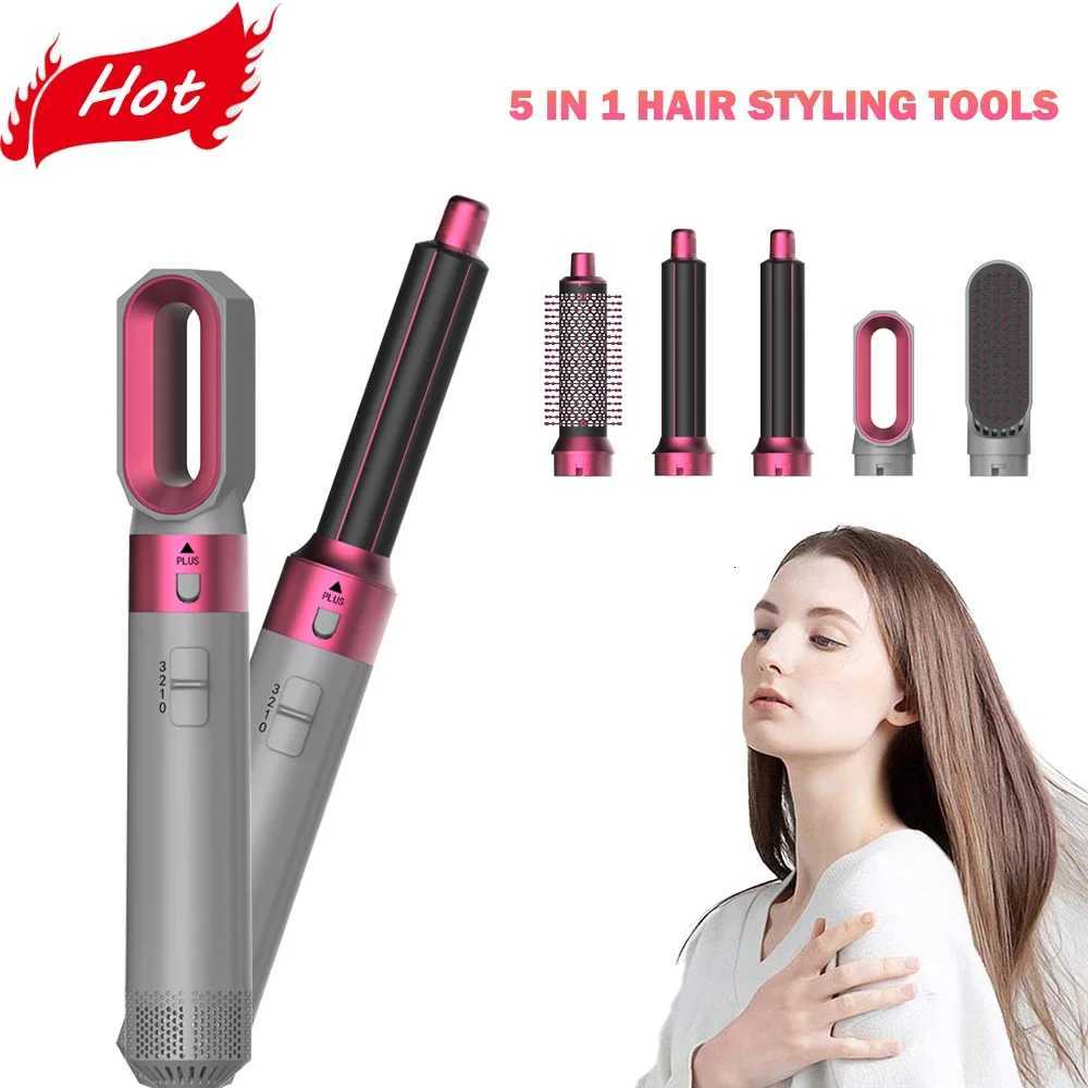 Hot Air Brush 5 in 1 Hair Dryer Set Straightener Curler Styler Comb Travel-Friendly Ionic Blow Dryer Brush hair straightenerT251122