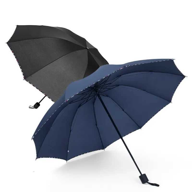 Folding Umbrella Ten Bones Bumper Wind-resistant Rainproof Cloth Sunny Rainy Dualuse Universal Double Business UmbrellaM251122
