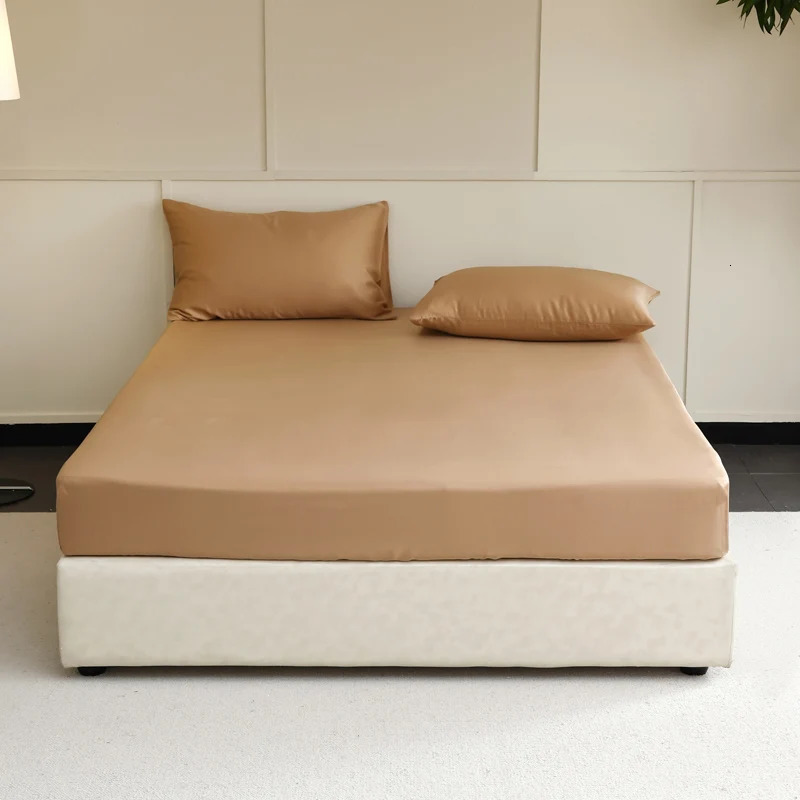 100% Natural Mulberry Silk Fitted Bed Sheets with Elastic Bands Mattress Cover Single Double King Queen Size Bed Cover 250415