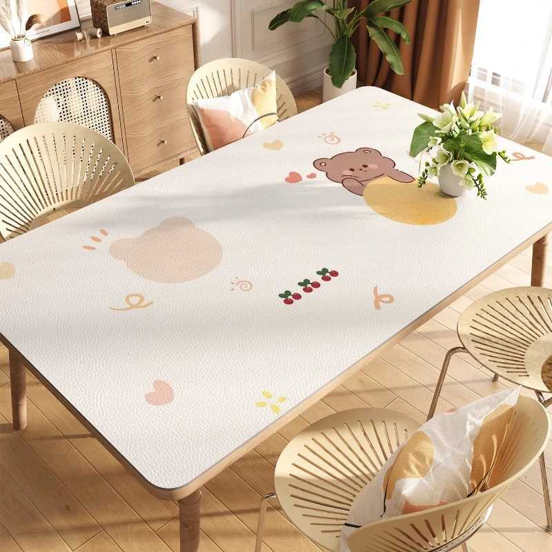 Insulated dining table mat oil resistant waterproof no wash tablecloth light luxury leather tabletop coffee table mat C251122