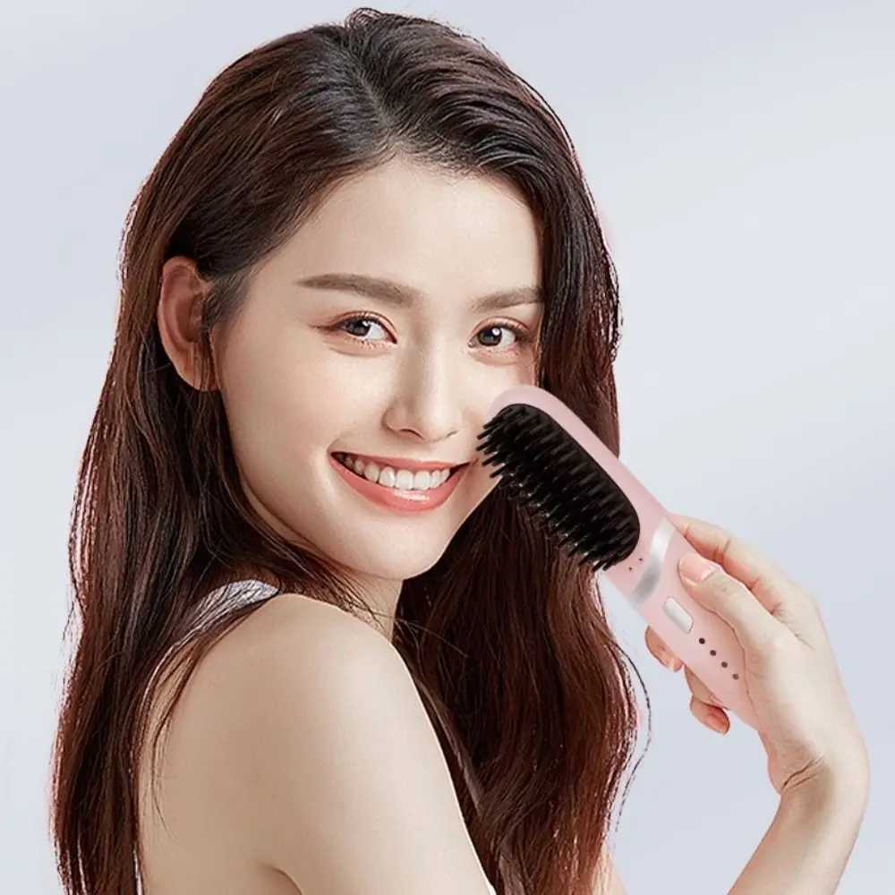 Negative Ion Heating Straightening Comb Long Lasting Straight Roll Dual-Purpose Charging Straight Hair Comb Wireless Fast HeatT251122