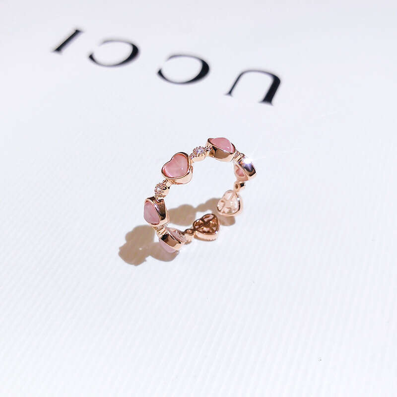 Small niche design heart women's light luxury fashion trend, open mouth ring, cold style, versatile index finger ring