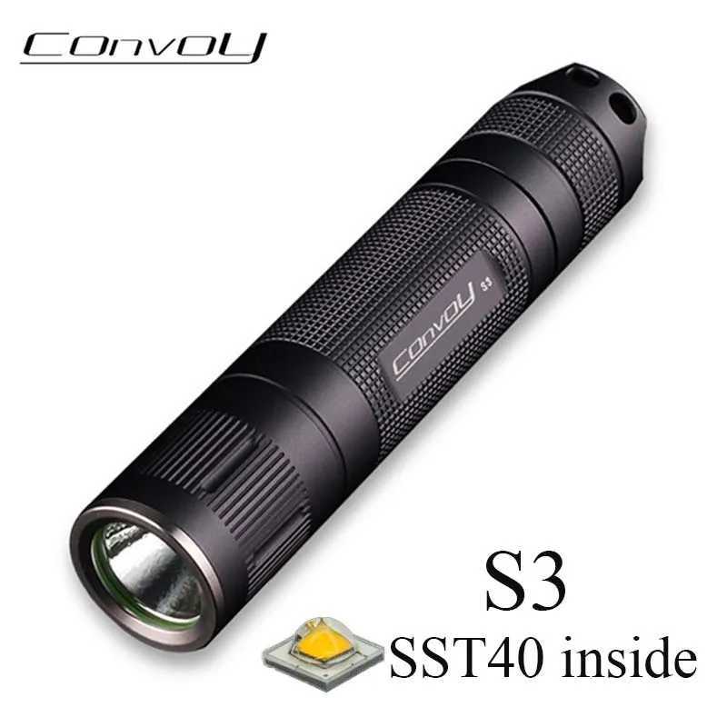 Convoy S3 SST40 Flashlight Linterna Led 18650 Torch Mini Flash Light Camping Lamp Fishing Latarka High Power Tactical Lantern C251122