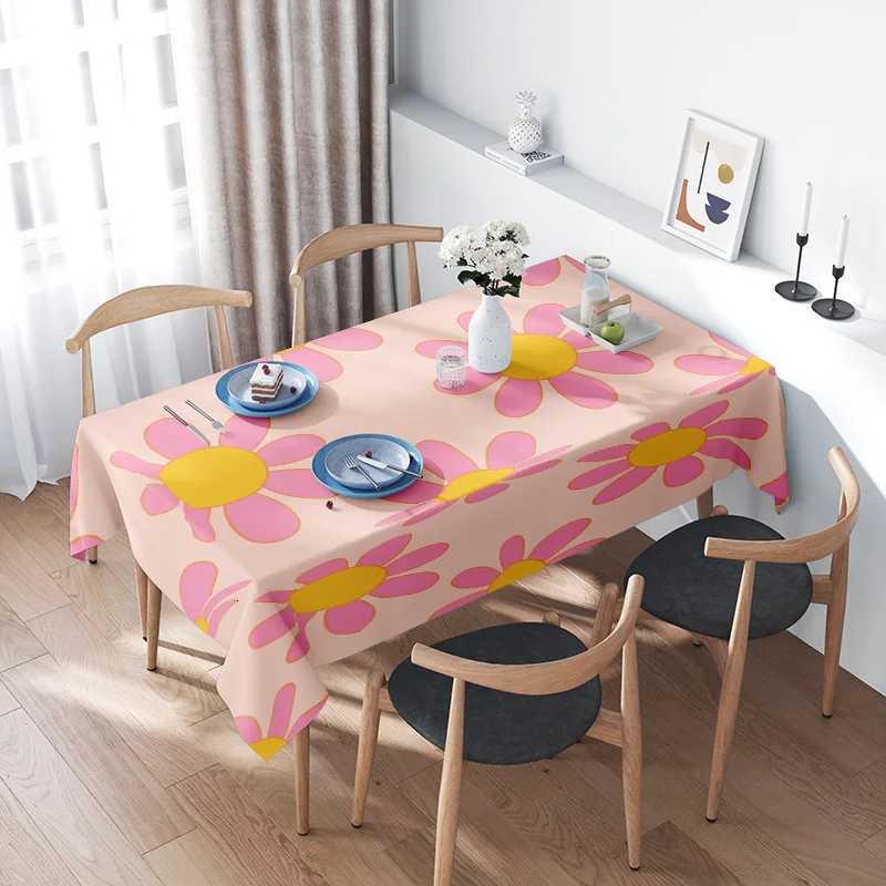 Bright Floral Tablecloth Decorative Home Dinner Placemats Kitchen Bedspread Solid Color Round Dining Cover for Living Room Hotel C251122