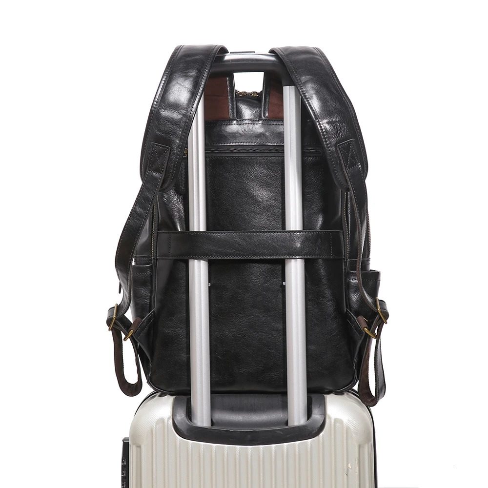 LUOKIR Genuine Leather Backpack for Men Business Travel Suitcase Fashionable Trendy Large Capacity Laptop Bag 251111
