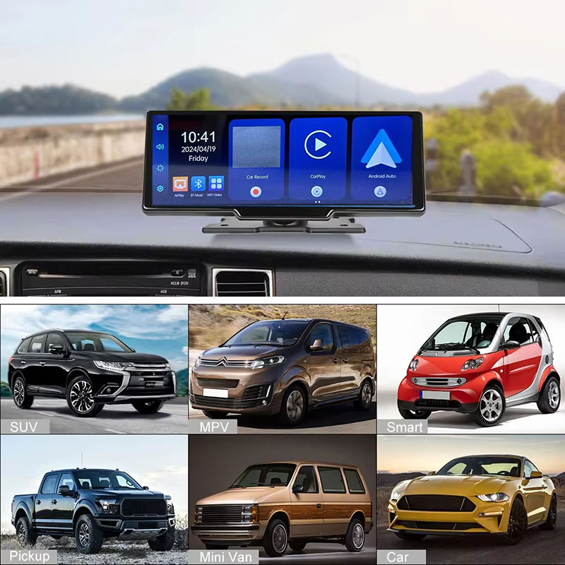 H105F 10.26 Inch 2.5d In-cell IPS Touch Screen Carplay Screen 1080P Dash Camera Car Monitor Caprlay & Android Auto Car Screen