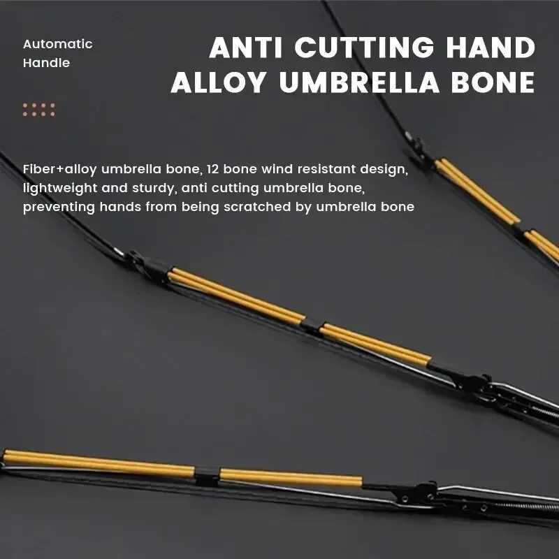 12 Bone Black Glue Fully Automatic Umbrella With Thick And Durable Keel Three Fold Umbrella UV Resistant Folding UmbrellaM251122