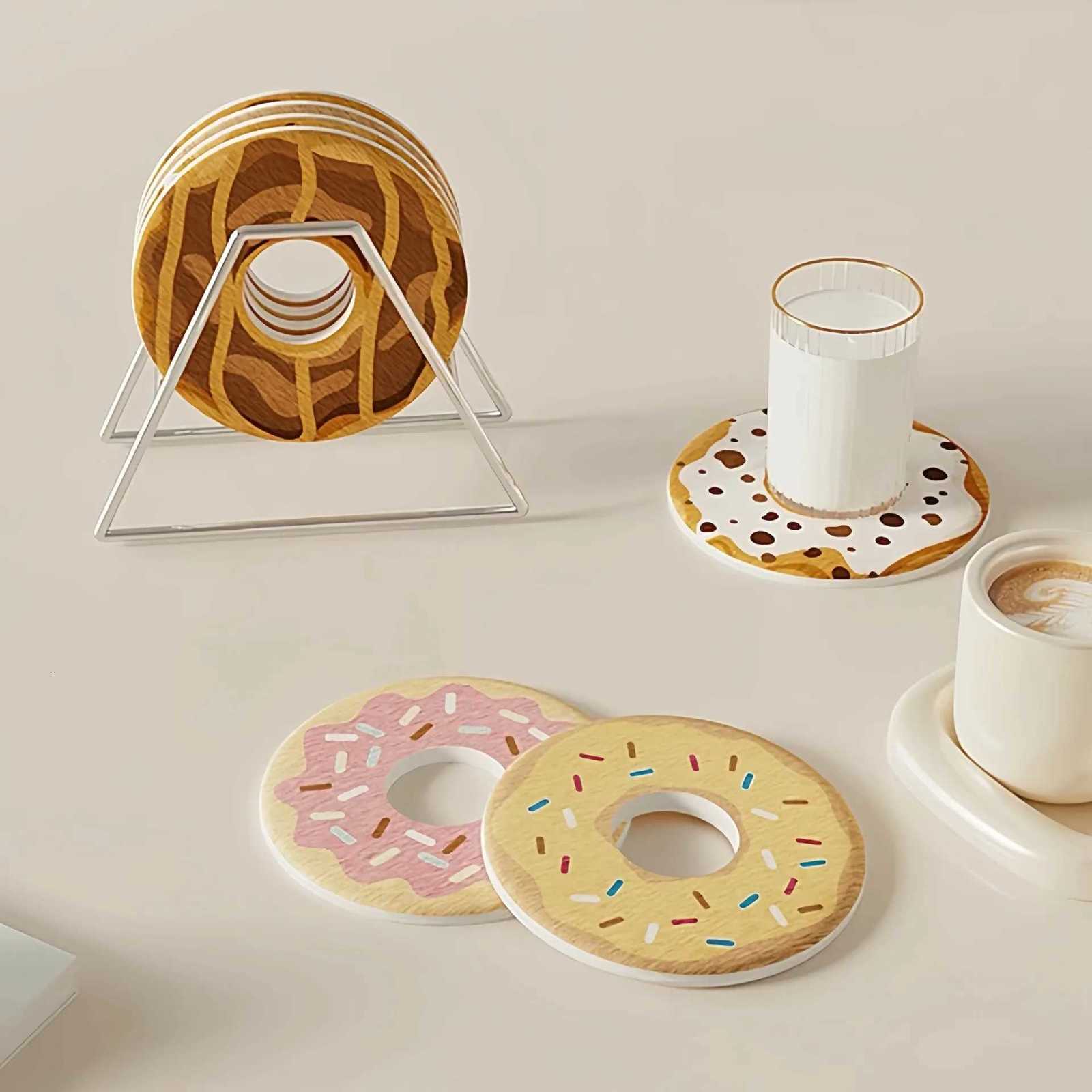 Doughnut circular water coasterdining table insulation pads Diatom coaster cushion for office desktop tea cups storage pads C251122