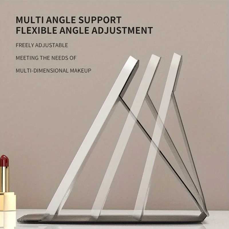 LED Makeup Mirror 3 Colors Lighting Dimmable with Touch Screen Fold Cosmetic Makeup Mirror Rechargeable Tabletop for Travel Home M251122