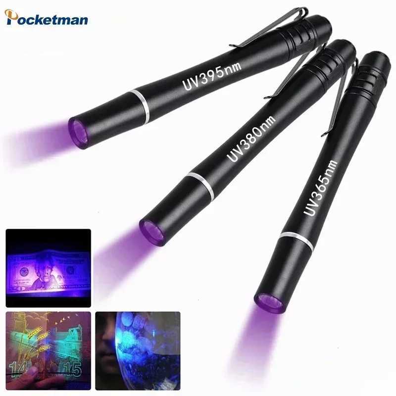 Mini UV Flashlight 365nm 380nm 395nm Black Light Flashlights Aluminum Alloy Ultraviolet Lamp Torch UV Pen Lights C251122