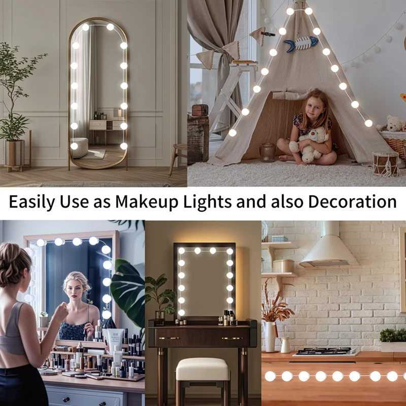 AS94-LED Vanity Mirror Lights With 14 Dimmable Bulbs10 Brightness Levels AdjustableFor Makeup Desk Bathroom Dressing Room M251122