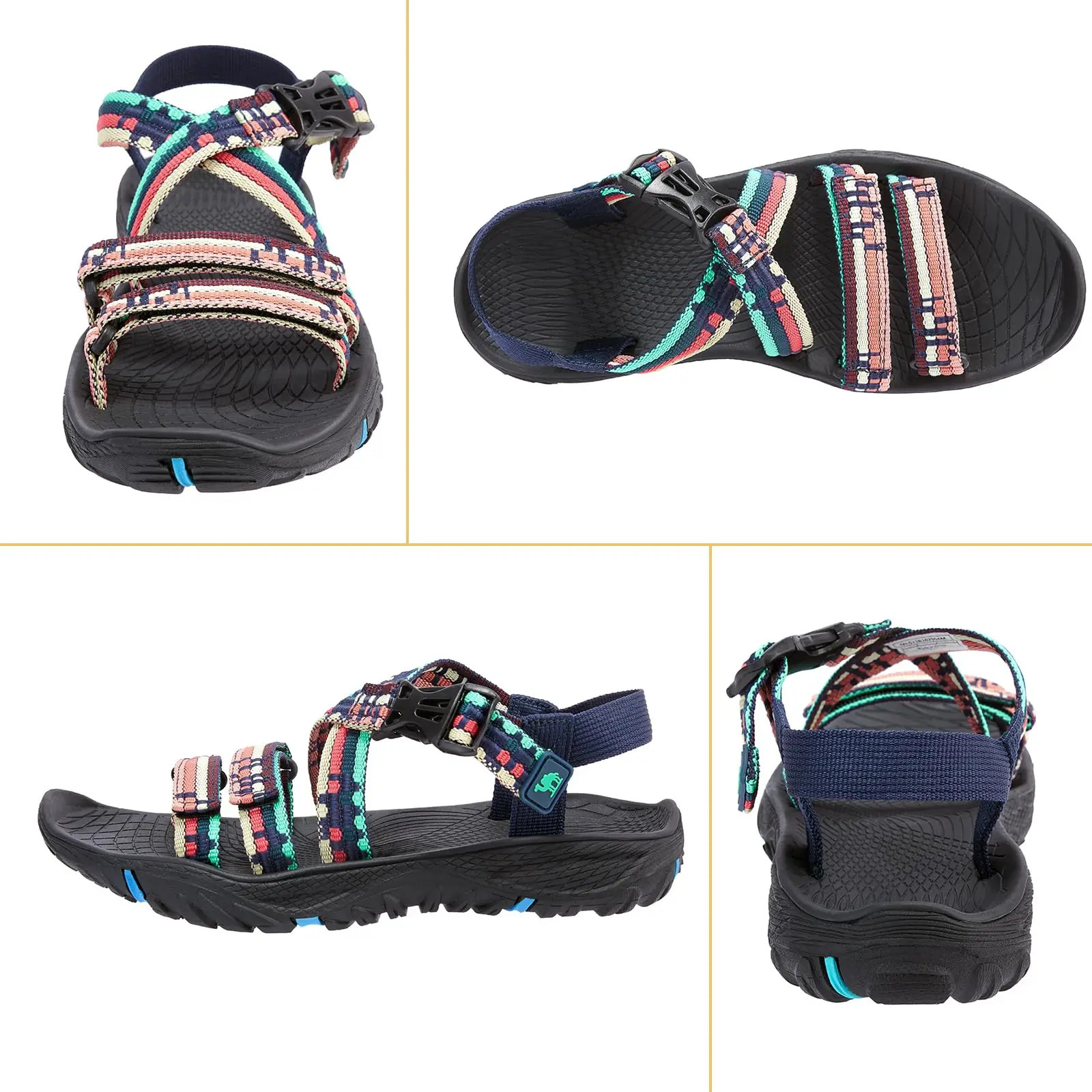Golden satin womens hiking sandals outdoor sports woven tape open toe summer slides 250421BJ - view 3