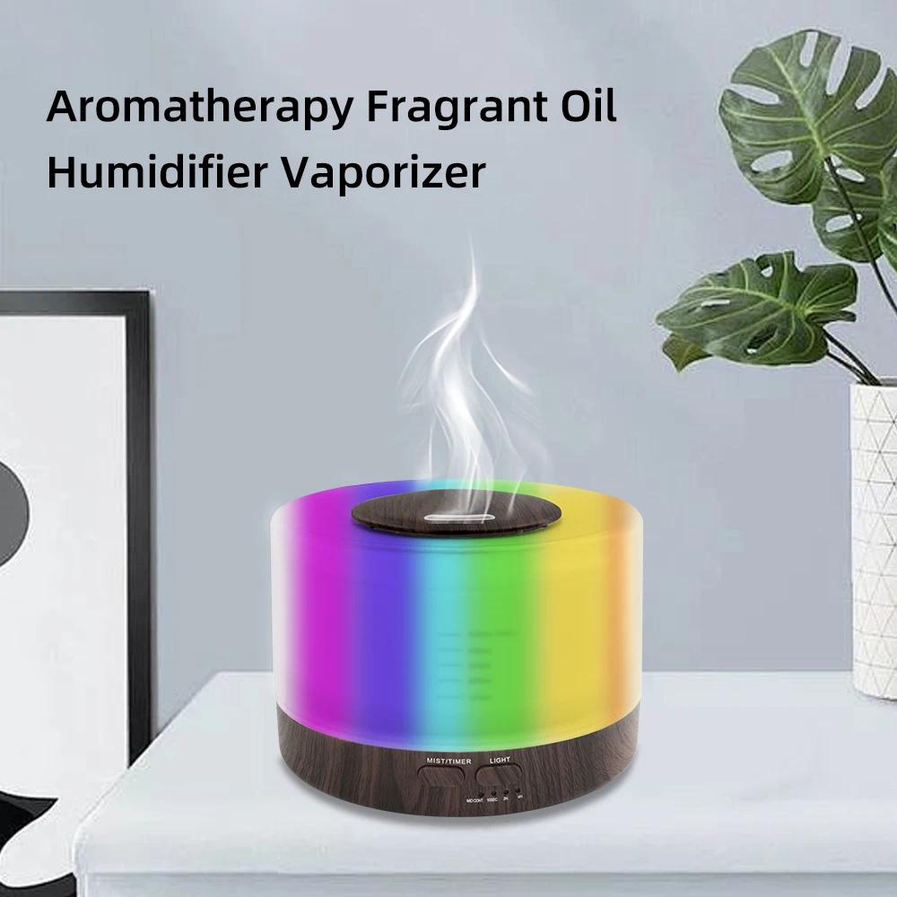 Ultrasonic 550ml Essential Oil Humidifier Touch Control Remote Operated Wood Grain Diffuser with 7 LED Colors