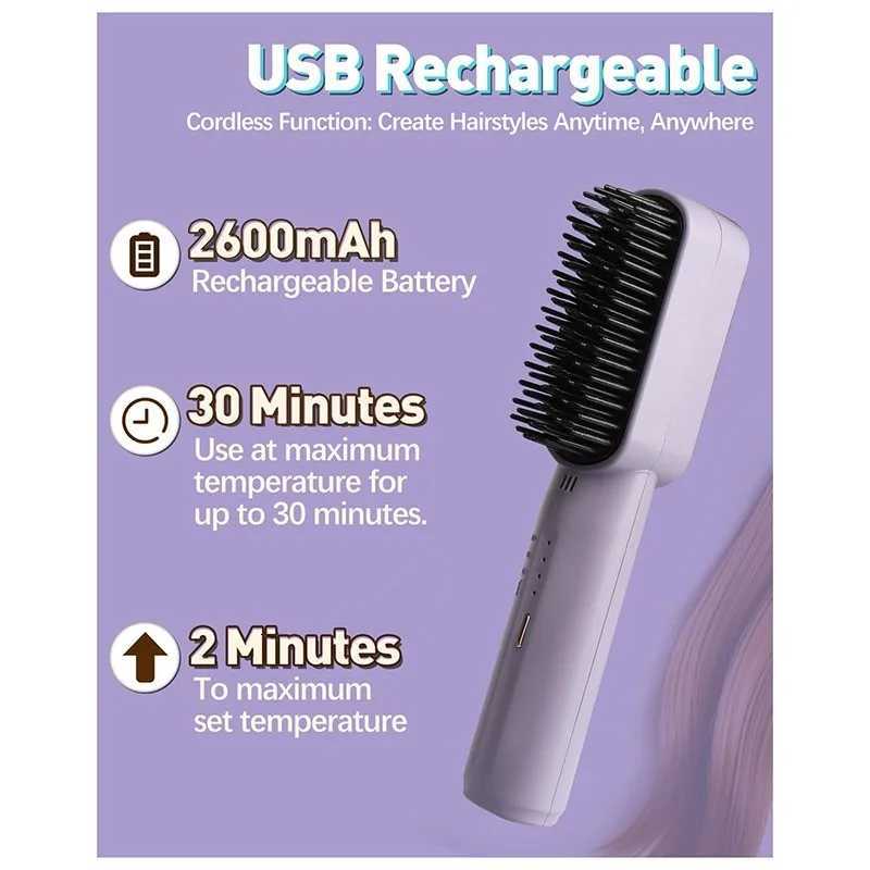 RECOMMENDCordless 3-In-1 Hair Straightener Brush- Tourmaline Ionic Technology-Multi-Portable Design For Quick StylingT251122