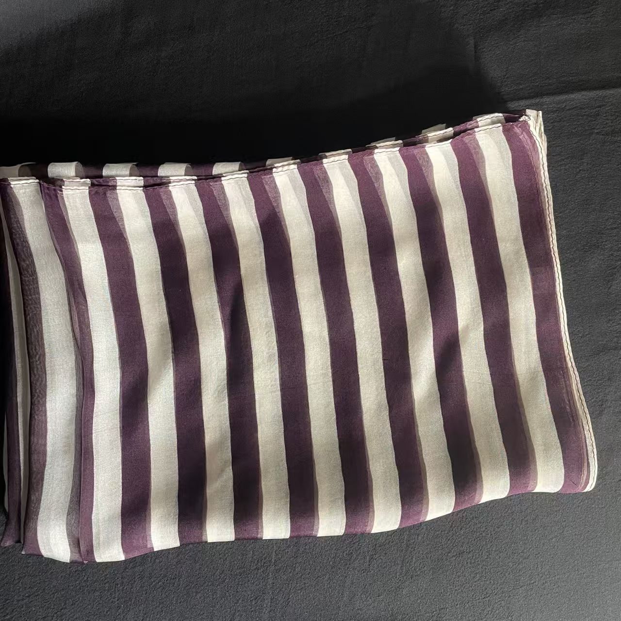 T532 mulberry silk vertical stripes scarf transparent thin scarf rectangular