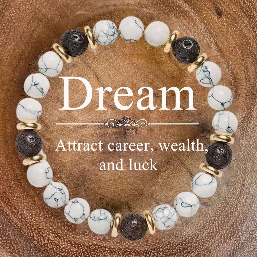 New men's and women's universal white turquoise volcanic stone chain bracelet Bracelet men