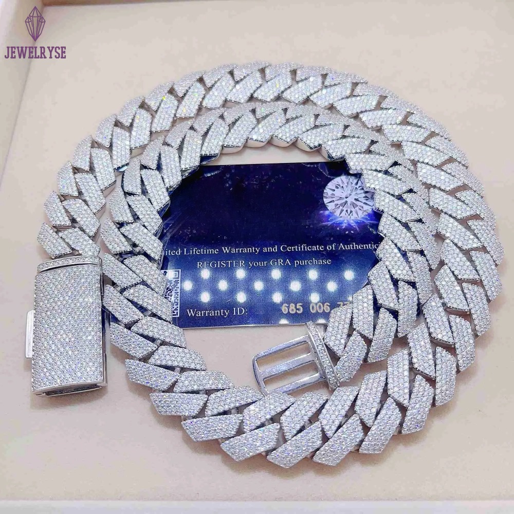 cuban link chain bracelet designer necklace moissanite chain Pendant Necklaces Iced Out Pass Diamond Tester Sterling Silver Necklace Vvs Moissanite ch