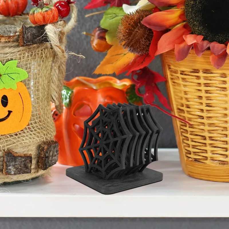 Halloween Wooden Spider Web Coaster Set Creative Hollow Desktop Coasters and Bowl Mats Festival Party Table Decoration Ornaments C251122