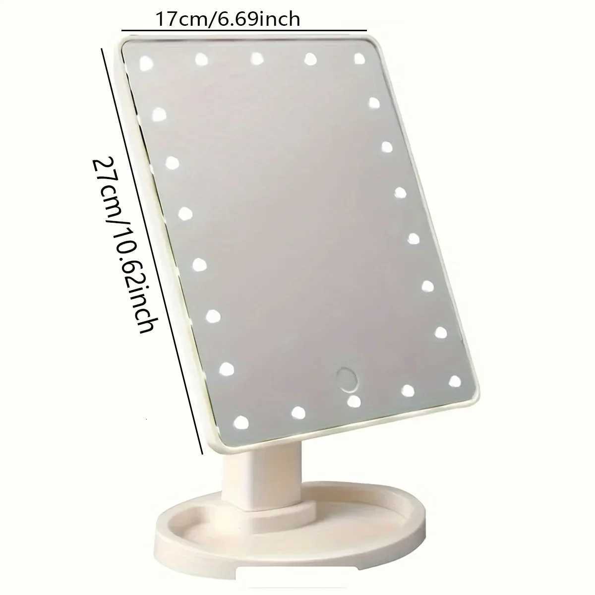1PC-LED Beauty Mirror with Night Light Function - Touch Sensor Rotating Stand Built-in Storage Ideal Gift for Makeup Lovers M251122