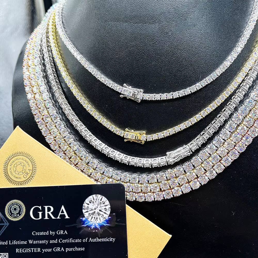 Zuanfa Hip Hop Jewelry 3mm 4mm 5mm 18K Gold Iced Diamond Necklace/Bracelet Bling Moissanite Tennis Chain