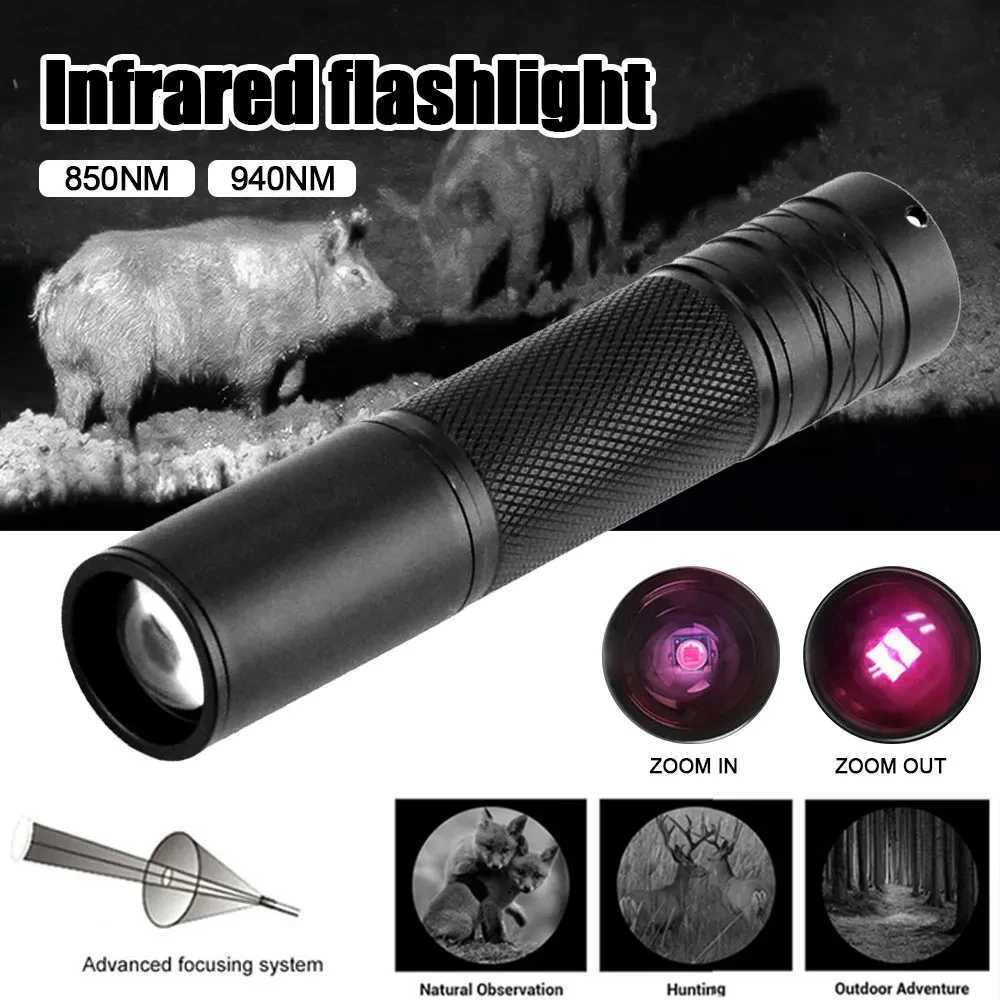 850nm/940nm Infrared Flashlight Adjustable Focus Zoomable IR Hunting Torch Infrared Radiation Weapon Light Night Vision Devices C251122