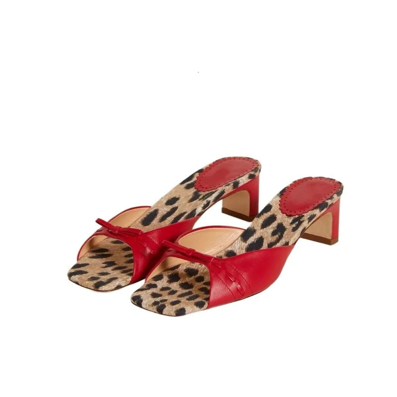 Modern Womens Slippers Summer Dress Bow Square Lace Open 250421BJ - view 7