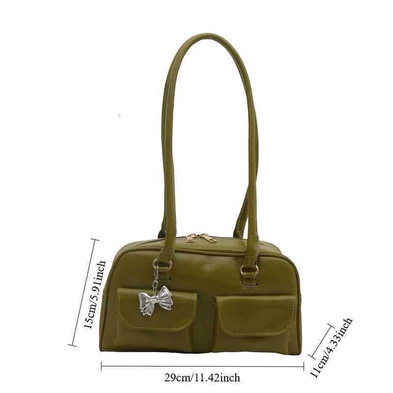 Retro Solid Long Shoulder Bags for Women Pu Leather Ladies Underarm Bag Commuter Tote Small Pocket Design Female Handbags PurseT251122