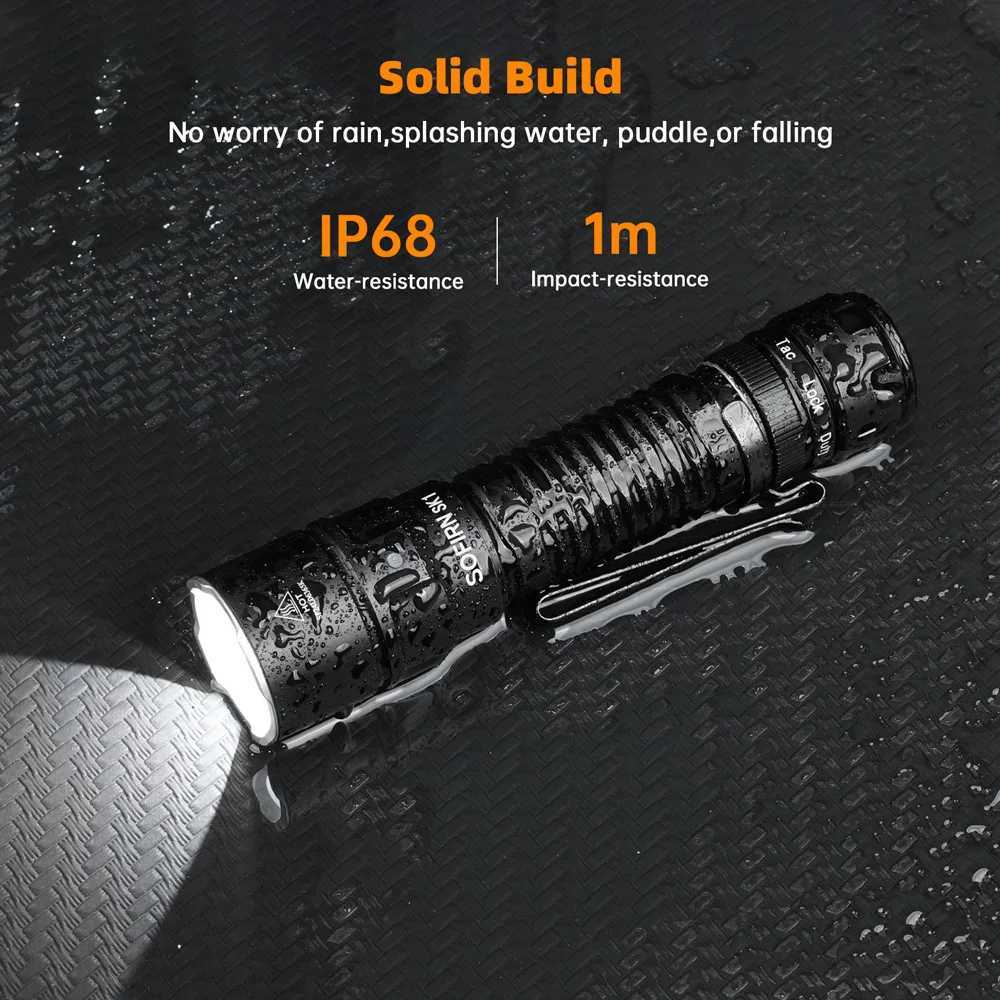 Sofirn SK1 1300LM Powerful Tactical Flashlight 18650 Rechargeable Torch With Tail Switch And Rotary Switch C251122