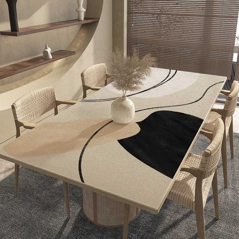 2022 New Wabi Sabi Pu Leather Table Cloth Waterproof Oilproof Table Covers Placemats Luxury Rectangular Table Cover Pad Textile C251122