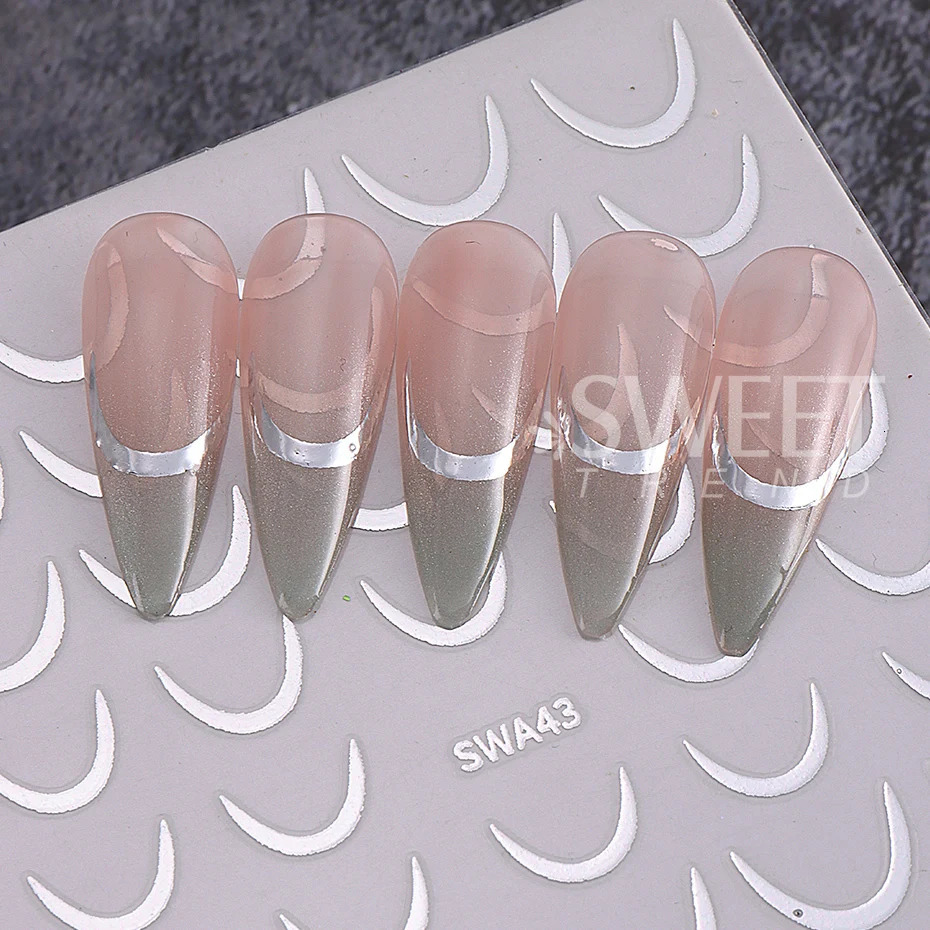 24pcs Crescent Moon Nail Stickers SelfAdhesive French Smile Striped Line n Decals Sliders DIY Elegant Manicure Decor 251106