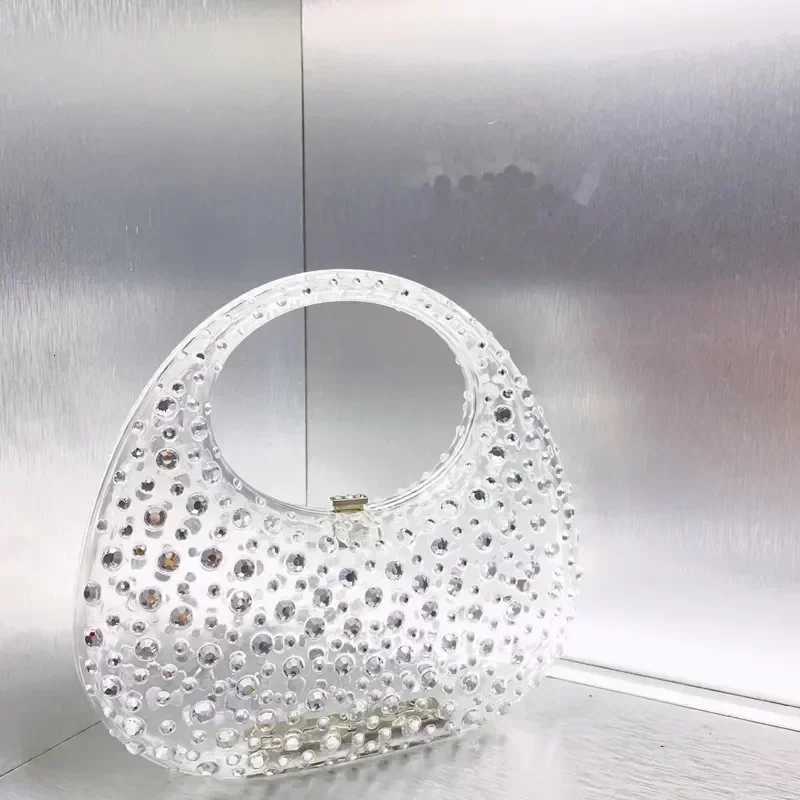 Handmade Rhinestone Purses and Handbags for Women Luxury Designer Transparent Top Handle Bags Banquet Bag Evening Clutch Bags K251121