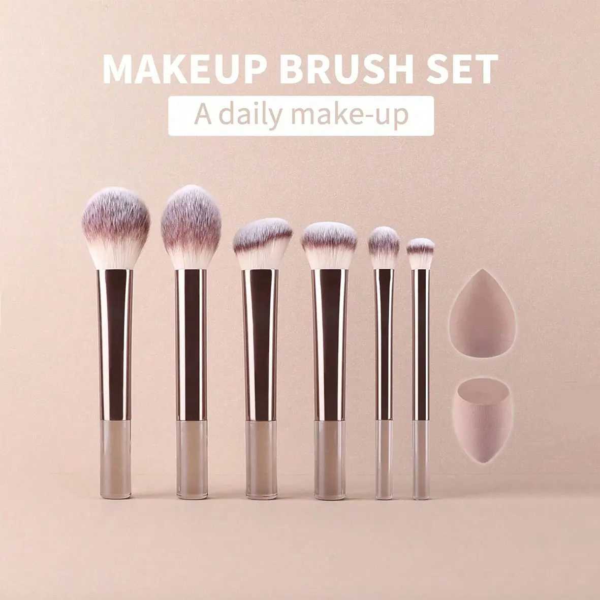 12pcs Professional Makeup Brush Set Incl Eyeshadow Powder Blush Brushes 2pcs Makeup Sponges 1pc Powder Puff Complete Trave C251122