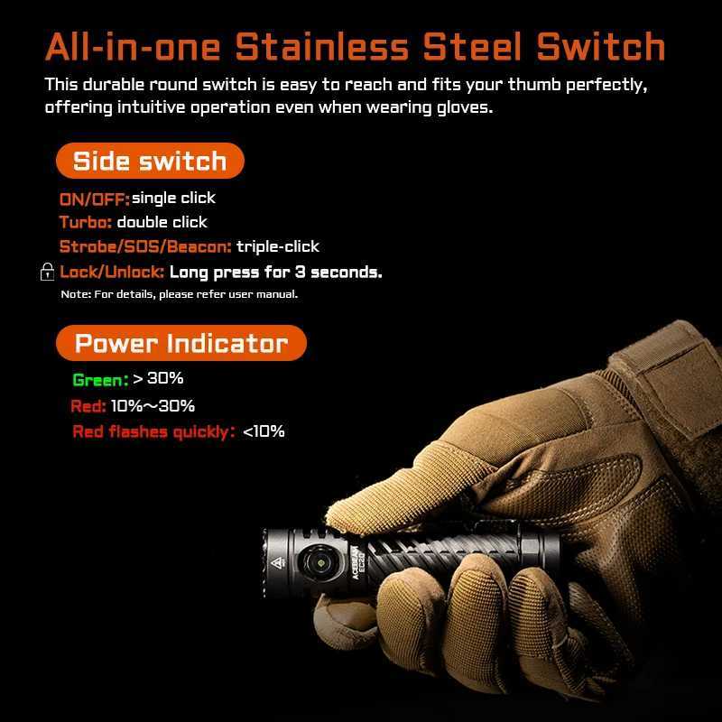 ACEBEAM EC20 new released Led flashlight EDC LUXEON HL4X Leds 2800 lumens 340 meters 18650 battery multi-color auxiliary lights C251122