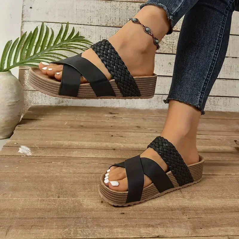 Womens Sandals Cork Flat Platform Slippers Outdoor Lightweight Shoes Summer Anti slip Trend Casual 250421BJ - view 7