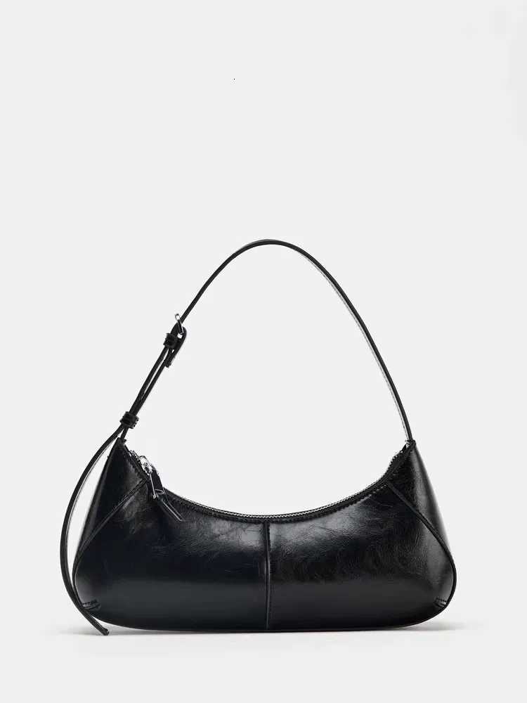 New Designer PU Leather Womens Shoulder Bag Solid Color Half-Moon Retro Crossbody Bag Hobos HandbagT251122