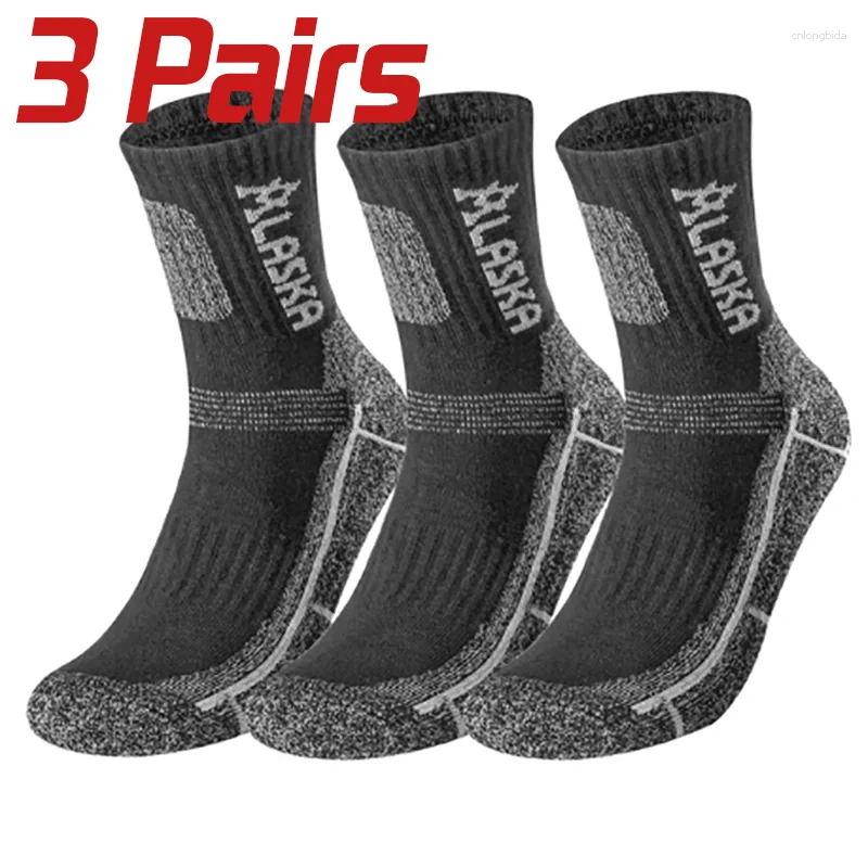Men's Socks 3 Pairs Set Winter Professional Men Sports Sock Outdoor Keep Warm Cycling Running Hiking Skiing Thermal Spring Crew
