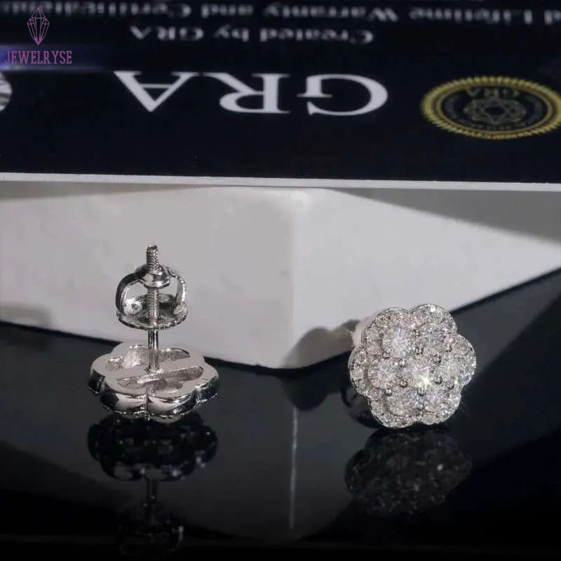 Elegant Dazzg Trendy wer 10MM Moissanite Dia Ear Studs For Men Women Hip Hop Jewelry Fine Earrings 10K Solid Gold