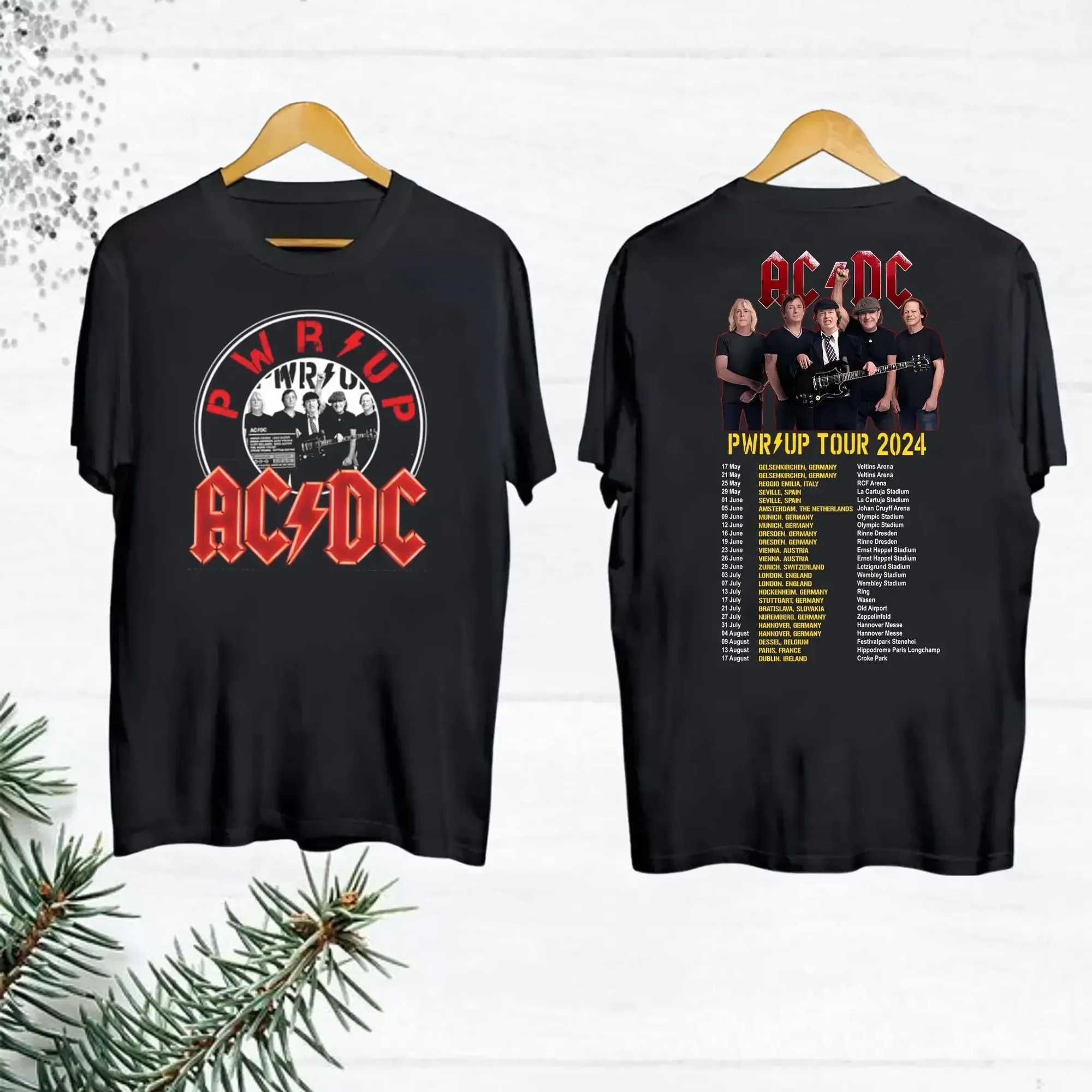 2024 AC-DC band rare vintage T-shirt for 51 years upcoming rock casual lyrics short sleeved unisex top tour PWRU cotton shirtT250421