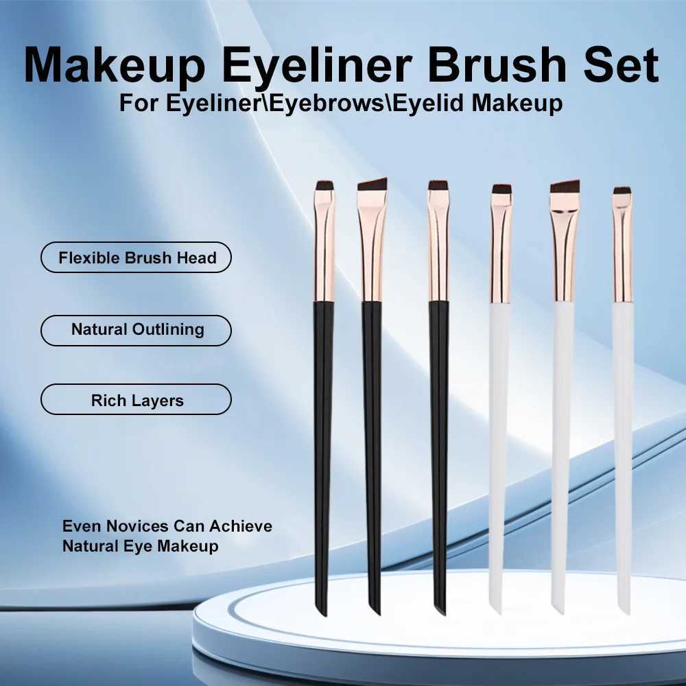 3Pcs/set Portable Eyeliner Brush Eyebrow Brush Flat Fine Eye Liner Brow Contour Makeup Brushe Precision Makeup Application C251122