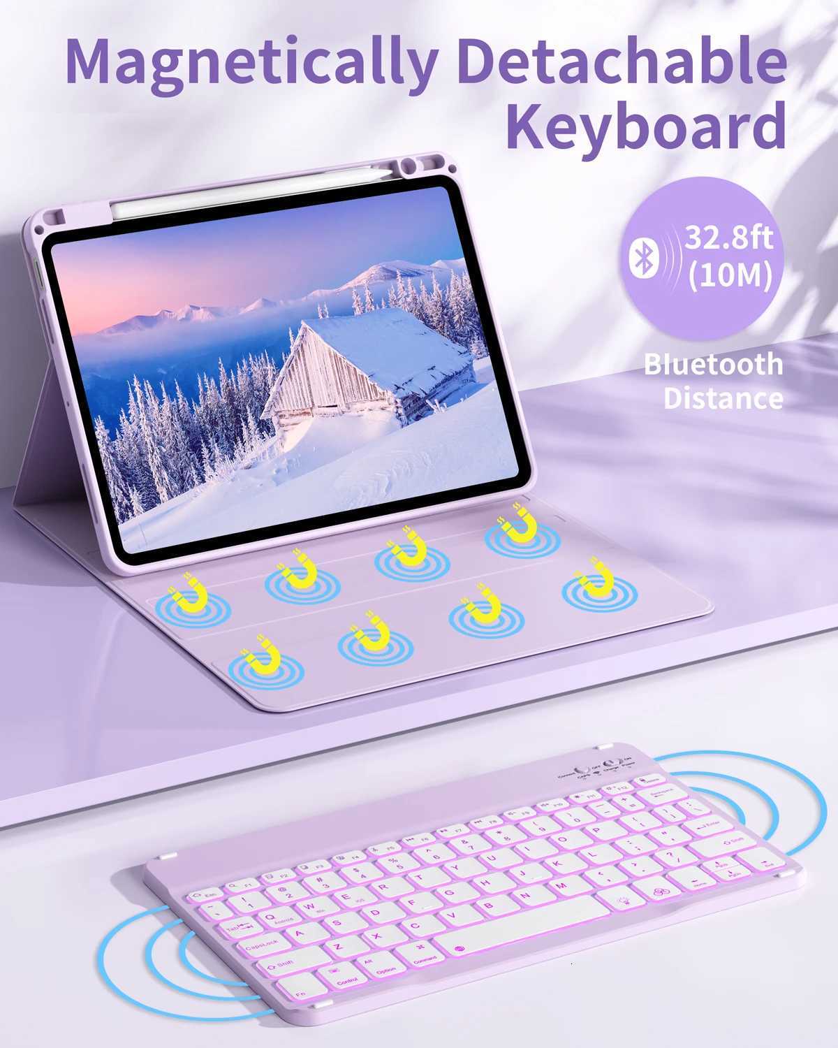 RBP Keyboard Case for iPad Air 11 inch M3/M2 2024/2025iPad Air 5th/4th Generation with Pencil Holder7 Backlit Keyboard H251122