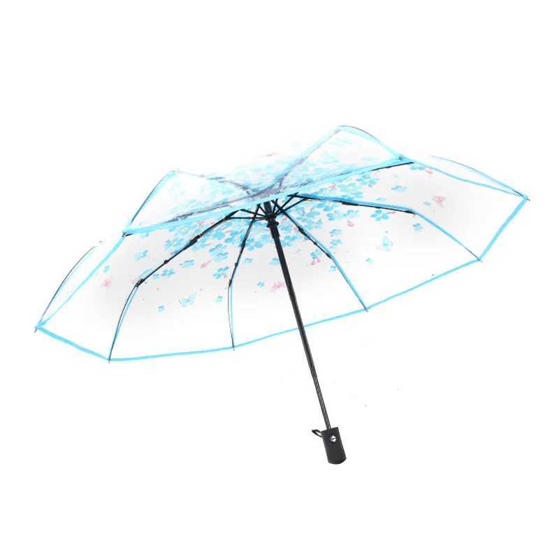 Automatic Umbrella Transparent Umbrella Thickening and Durable Rain and Wind Travel Portable Folding Automatic Umbrella GiftsM251122