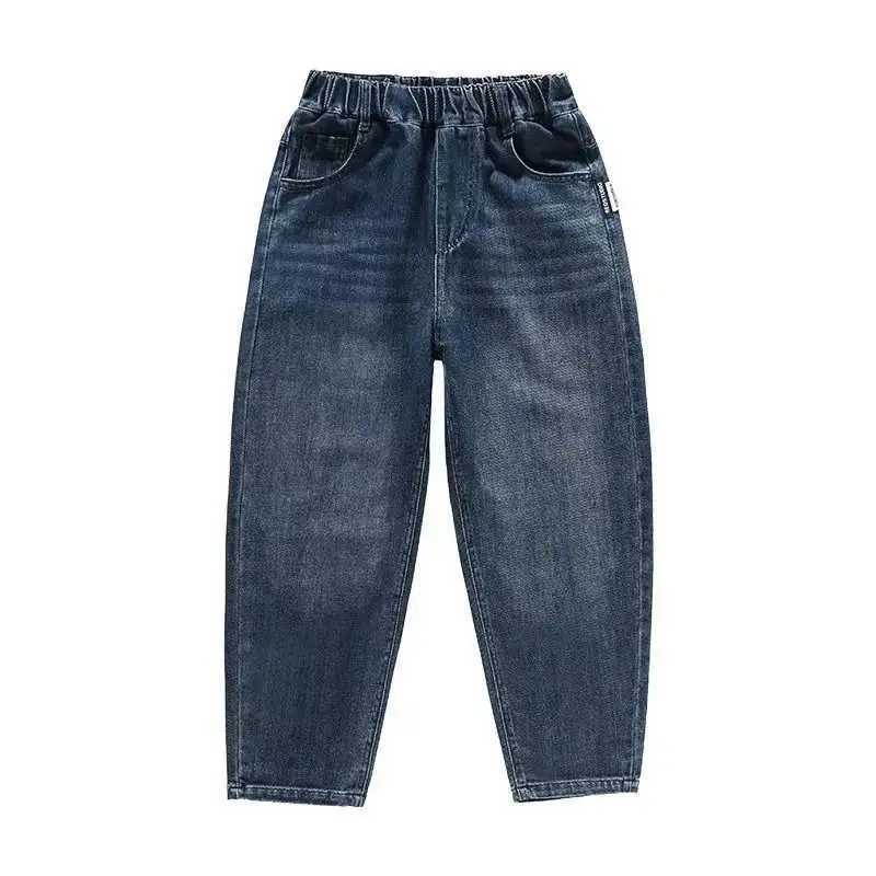 Teen Boys Jeans Spring Autumn Winter Insulated Kids Denim Trousers Children Baggy Pants Elastic Waist Blue Fashion Thermal JeansT251122